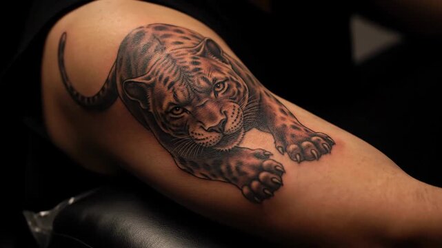 Realistic Leopard Tattoo on Skin Detailed Animal Art Design