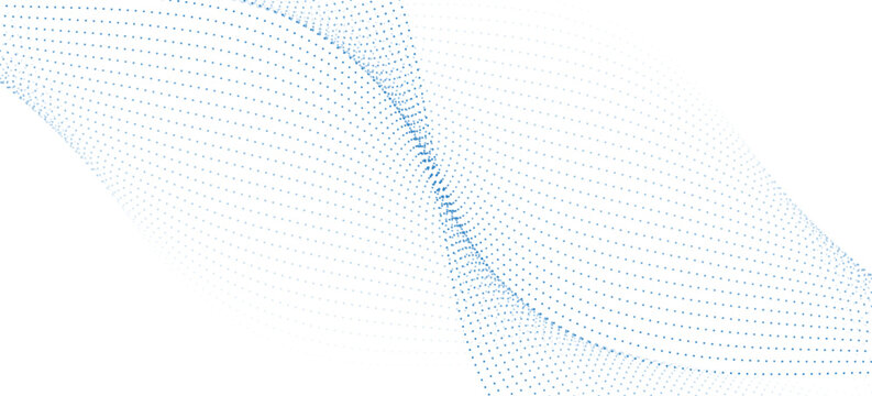 Dotted wave line pattern. Light blue halftone undulate net background. Abstract air flowing particle wallpaper. Vector curve dashed gradient element for poser, banner, presentation, booklet, flyer