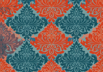 Fototapeta premium Luxury Ornamental Damask Pattern for Wallpaper and Textiles