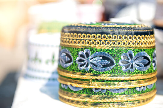 Traditional skullcap features elegant embroidery