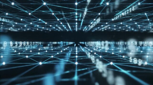 Abstract digital network with glowing blue data points