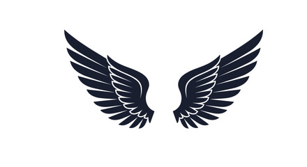 Obraz premium Stylized black wings illustration isolated on a white background, suitable for tattoo designs, logos, and creative artwork.