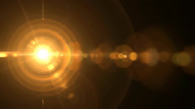 Bright Sunburst with Lens Flare Effects in Night Sky.