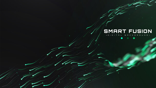 Abstract Green Background Showing Research Technology Energy Smart Fusion With Modern Cyber Technology And Fast Dynamic Digital Concept Toward Advance Future Science Art.