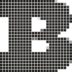 Letter b formed by small dark square pixels on a grid pattern © Vector art
