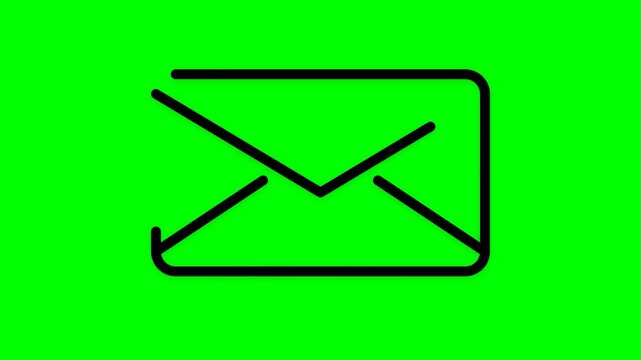 Simple Black Email Envelope Outline Icon on a Bright Green Background for Digital Communication
