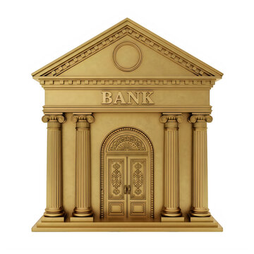 Classical architectural model of a grand neoclassical temple facade with columns and pediment isolated on transparent background