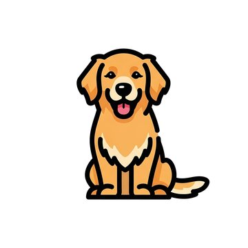 Cartoon happy golden retriever dog sitting.