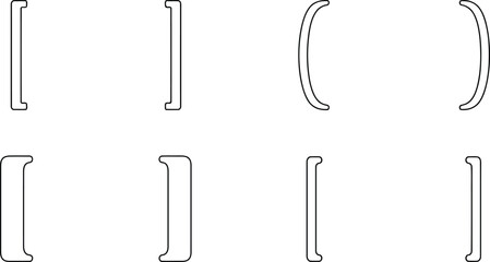 Bracket and parenthesis symbol set with black outline punctuation marks for typography and text layout © Simu Store