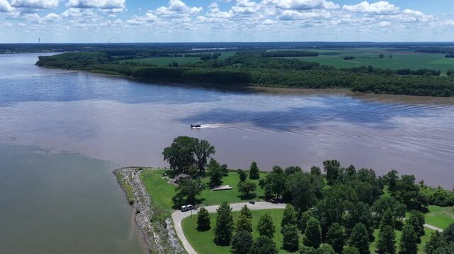 Aerial View of the Mississippi and Ohio River Confluence