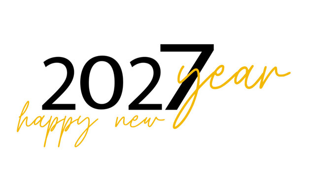 Happy New Year 2027, New Year's Eve, year 2027, Minimalism trendy Logo Design template with typography for season celebration, isolated on white background, vector illustration