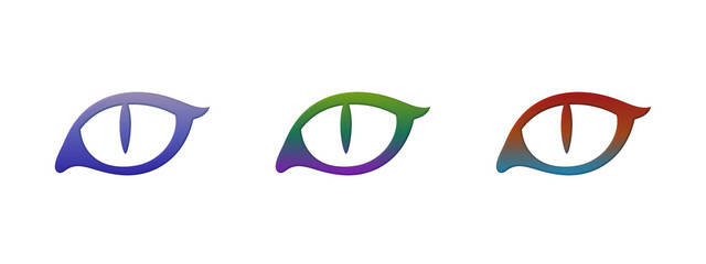 Three colorful cat eyes icons with gradient style © MDBodrul