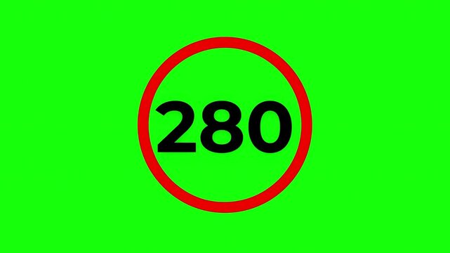 Green and black stripes with numbers 280 during abstract motion graphics background