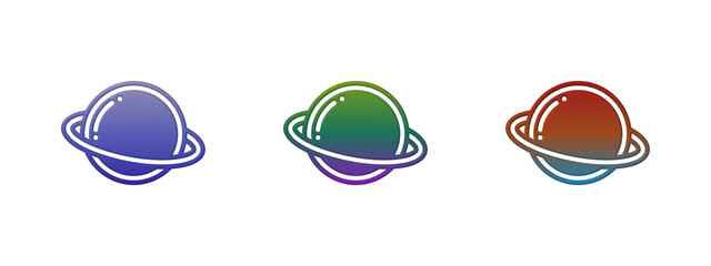 Set of colorful planet icons with rings in flat design © FOYJUL