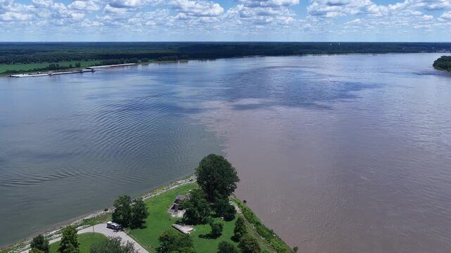 Aerial View of the Mississippi and Ohio River Confluence