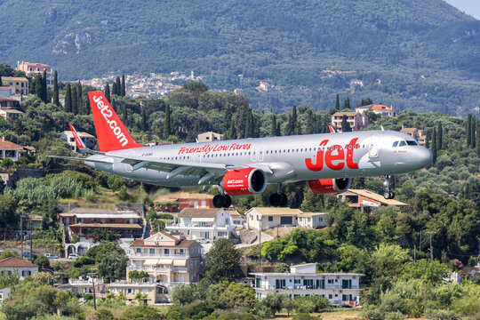 Jet2 Airbus A321neo airplane at Corfu airport in Greece