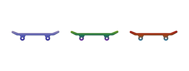 Set of three colorful gradient skateboard icons © FOYJUL
