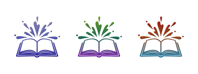 Colorful open books with magic spark icons © FOYJUL
