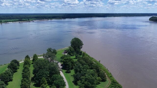 Aerial View of the Mississippi and Ohio River Confluence