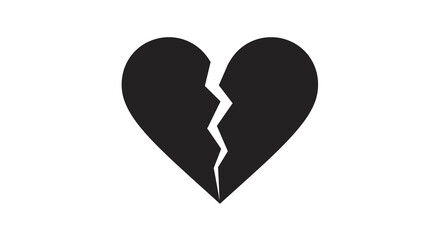 Obraz premium A poignant minimalist vector illustration depicting a broken heart, symbolizing profound emotional distress, lost love, separation, and the pain of deep disappointment