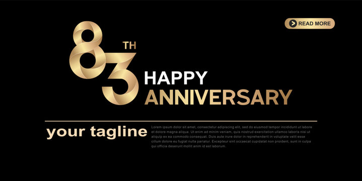 83rd anniversary gold corporate logotype with luxury minimal number design