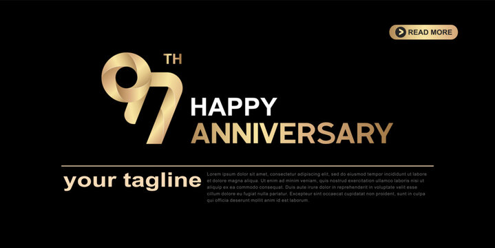 97th anniversary gold corporate logotype with luxury minimal number design