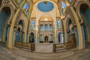Obraz premium Carthage, Tunisia - October 27, 2025: Interior of the Cathedral of Saint Louis, known today as the Acropolis of Carthage, built 1884-1890,arch. Joseph Pougnet, loc,Byrsa Hill, Latin Catholic cathedral