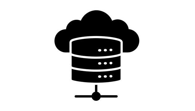 A cloud computing server icon with a stack of disks