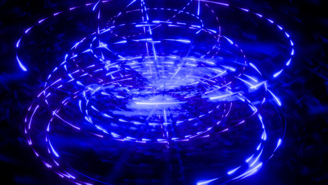 Abstract blue neon time travel quantum vortex background