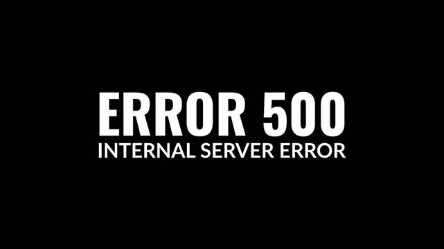500 Internal Server Error Glitch Text Loop on Alpha Channel Transparent Background