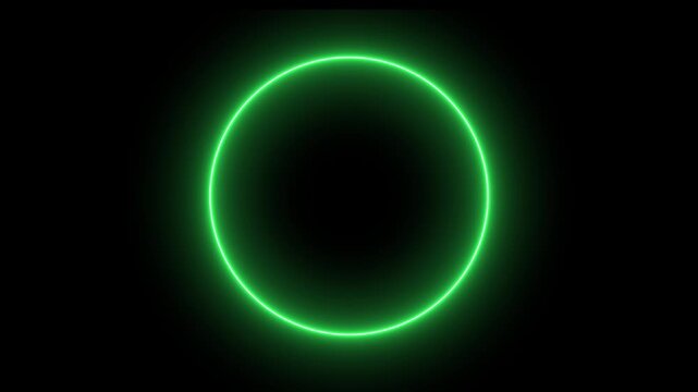 Glowing green neon light arc loading circle animation on black background
