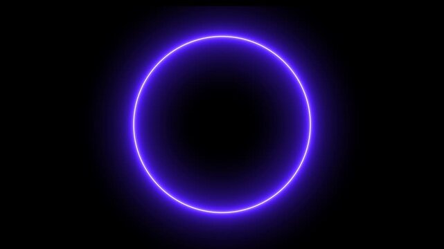 Glowing purple neon light arc loading circle animation on black background