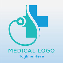 Fototapeta premium HealthCare, Medical, Hospital, Natural Care, Organic Health Logo, Background Blue and Green vector logo print file