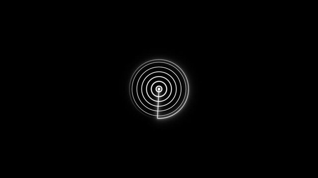 Glowing neon radar technology animation on transparent background