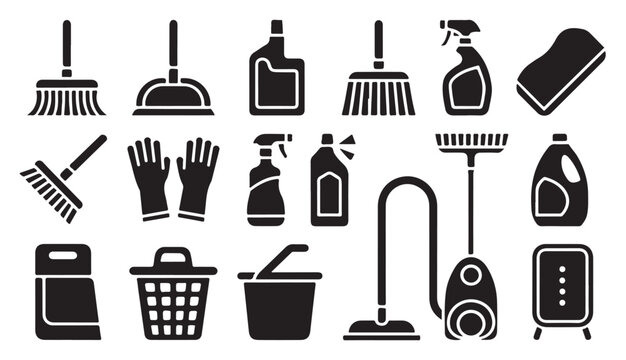 Cleaning supplies and equipment for maintaining a spotless home environment.