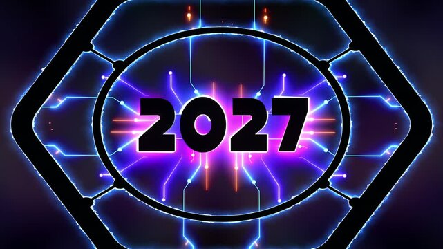 2027 Futuristic Neon New Year Loop