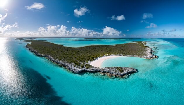 drone bird view of exuma in the bahamas summer vaction