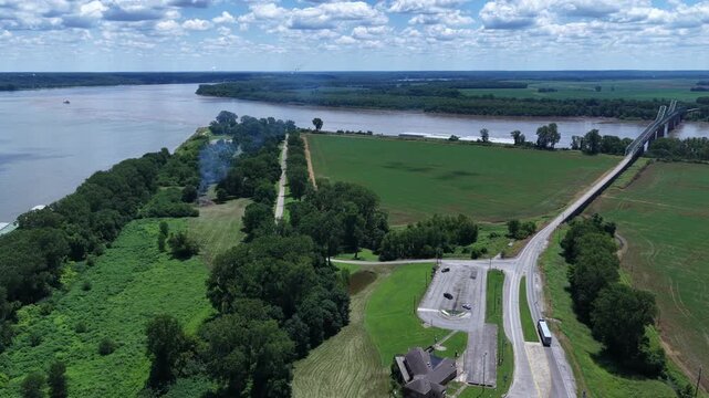 Mississippi River Confluence with Ohio River Drone Footage