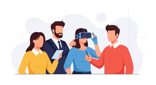 Team Collaborating on Virtual Reality Technology Project
