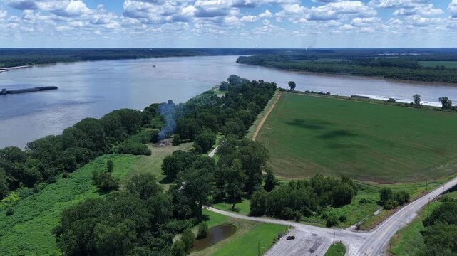Mississippi River Confluence with Ohio River Drone Footage