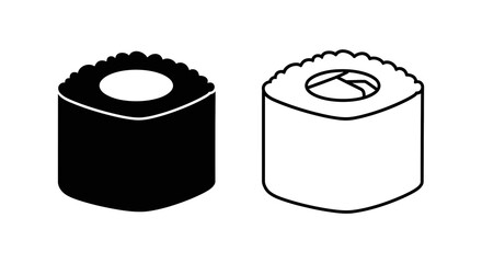 Sushi Roll Illustration Black And White Line Art Style © Nazrul
