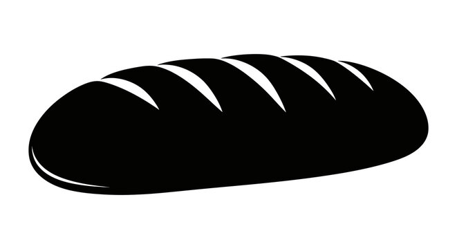 Loaf Of Bread Silhouette On White Background Minimalist Design
