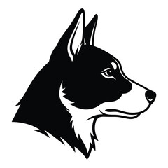 Black and white husky dog head side profile illustration  canine portrait icon © James