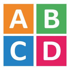 Colorful alphabet letters A B C D on square blocks icon © James