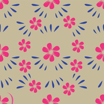 allover vector flowers pattern on brown background
