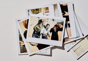 Mockup of A pile of blank polaroids