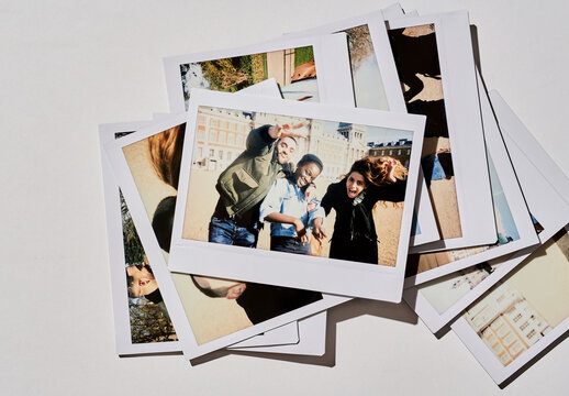 Mockup of A pile of blank polaroids