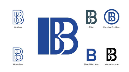 Collection of B letter logos, graphic design elements, branding identity © kiarev
