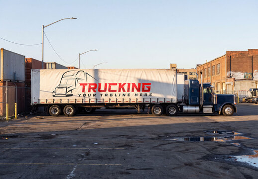 Mockup of Truck & Trailer Parked