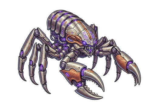 Mechanical metal scorpion robot with giant sharp claws